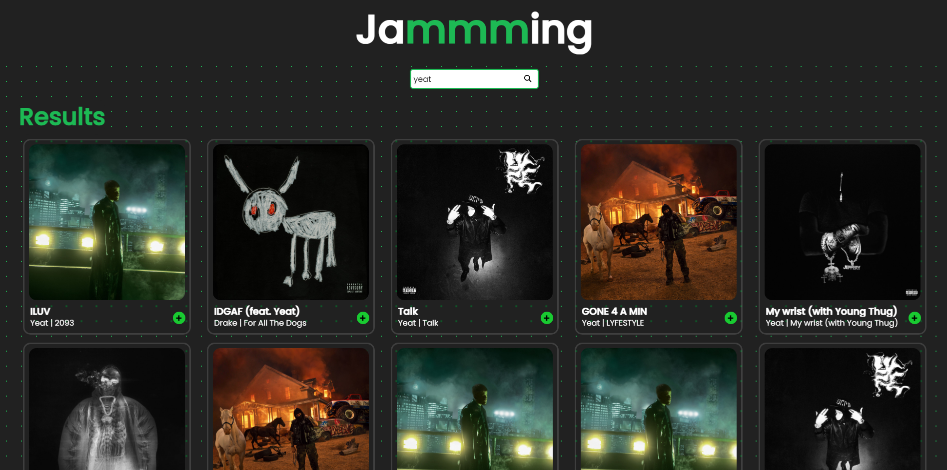 Jammming project screenshot